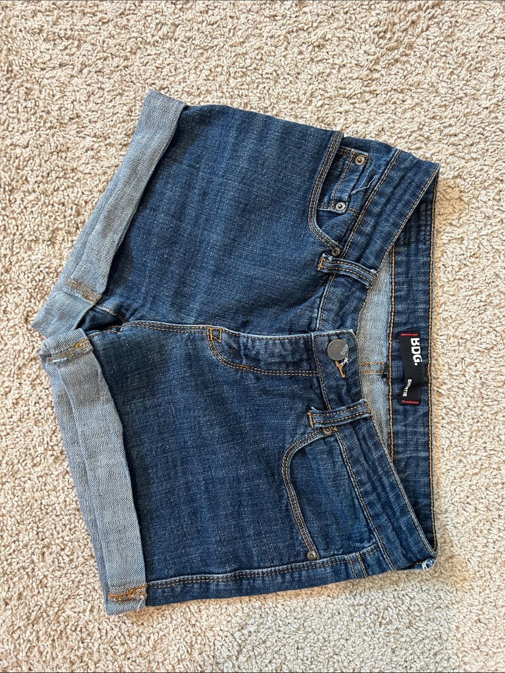 BDG Urban Outfitters "Shortie" Cuffed Denim Shorts - Dark Wash